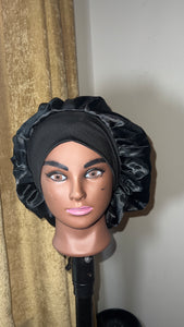 Black Customized Silk Bonnet Bundle Double layer