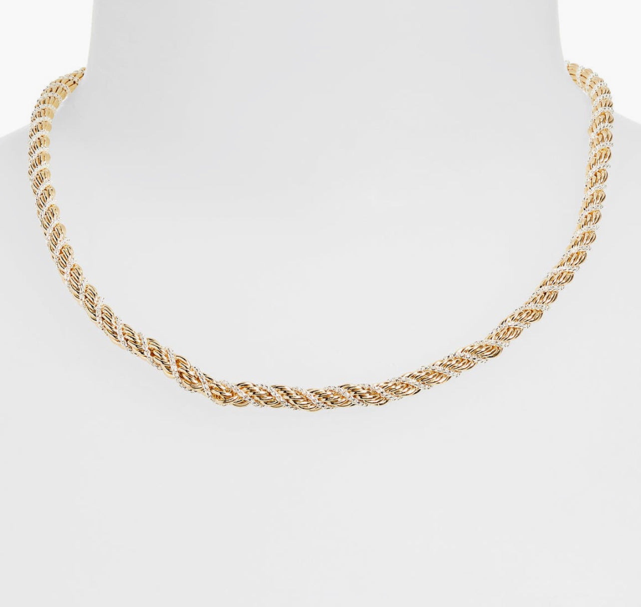 Mixed metal rope chain necklace 18”